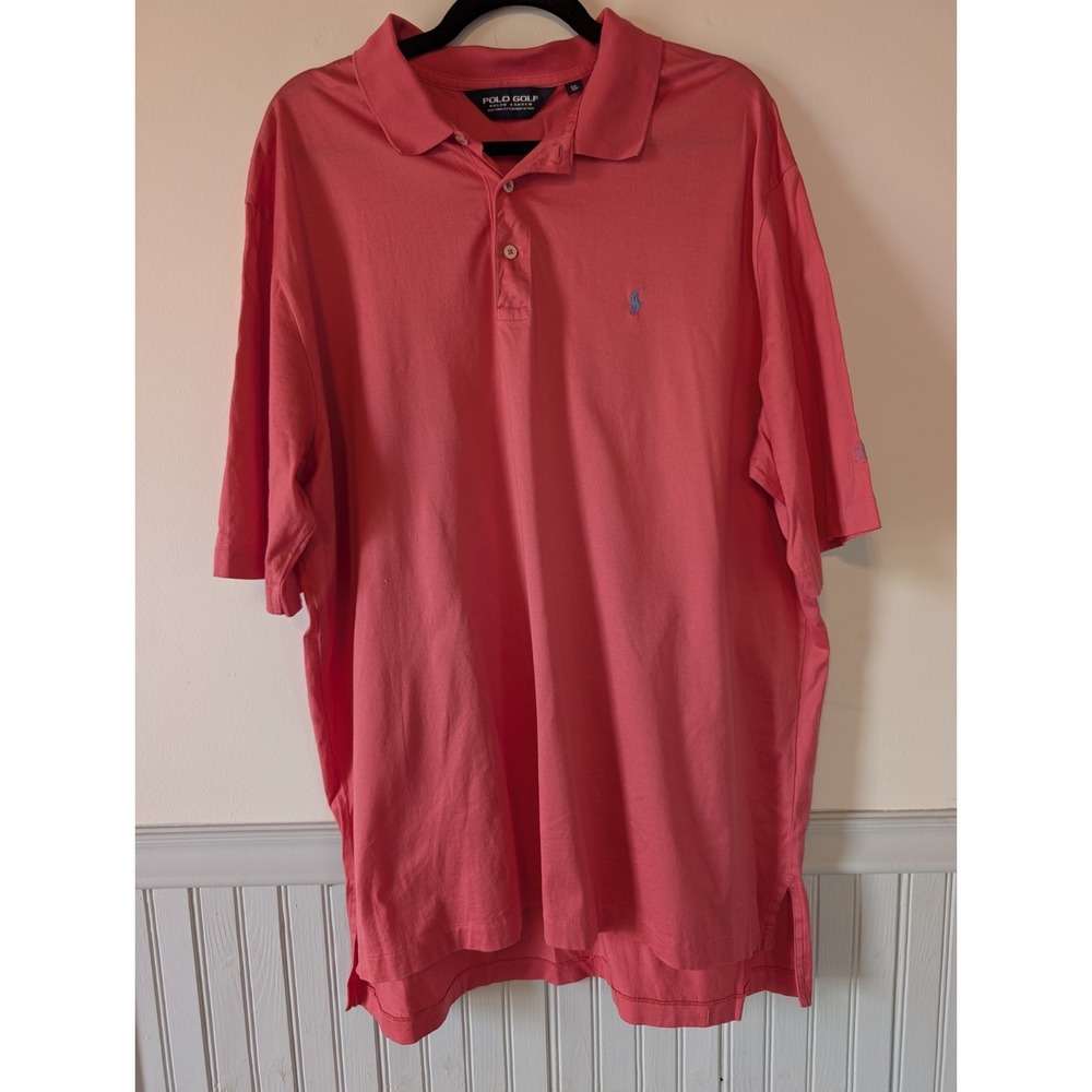 Polo Golf Ralph Lauren Shirt Men XL Salmon Pink Cotton Preppy Yacht Old Money